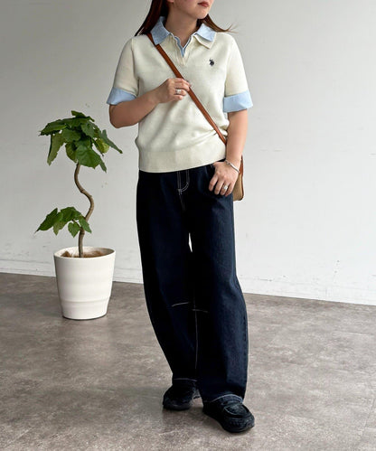 蕾絲拼接 彎刀 丹寧 牛仔褲