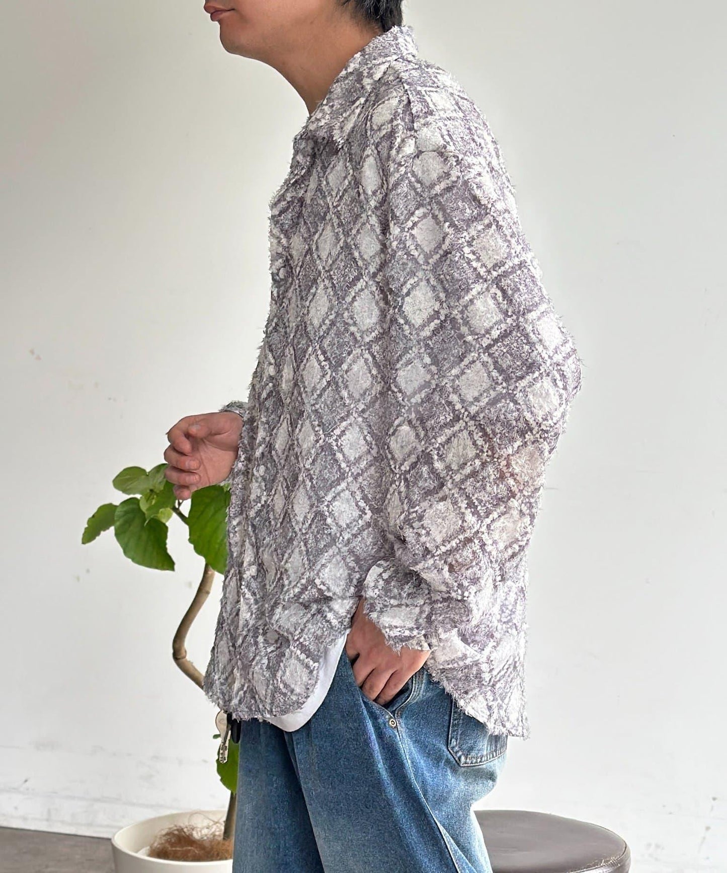 輕透提花全印花襯衫