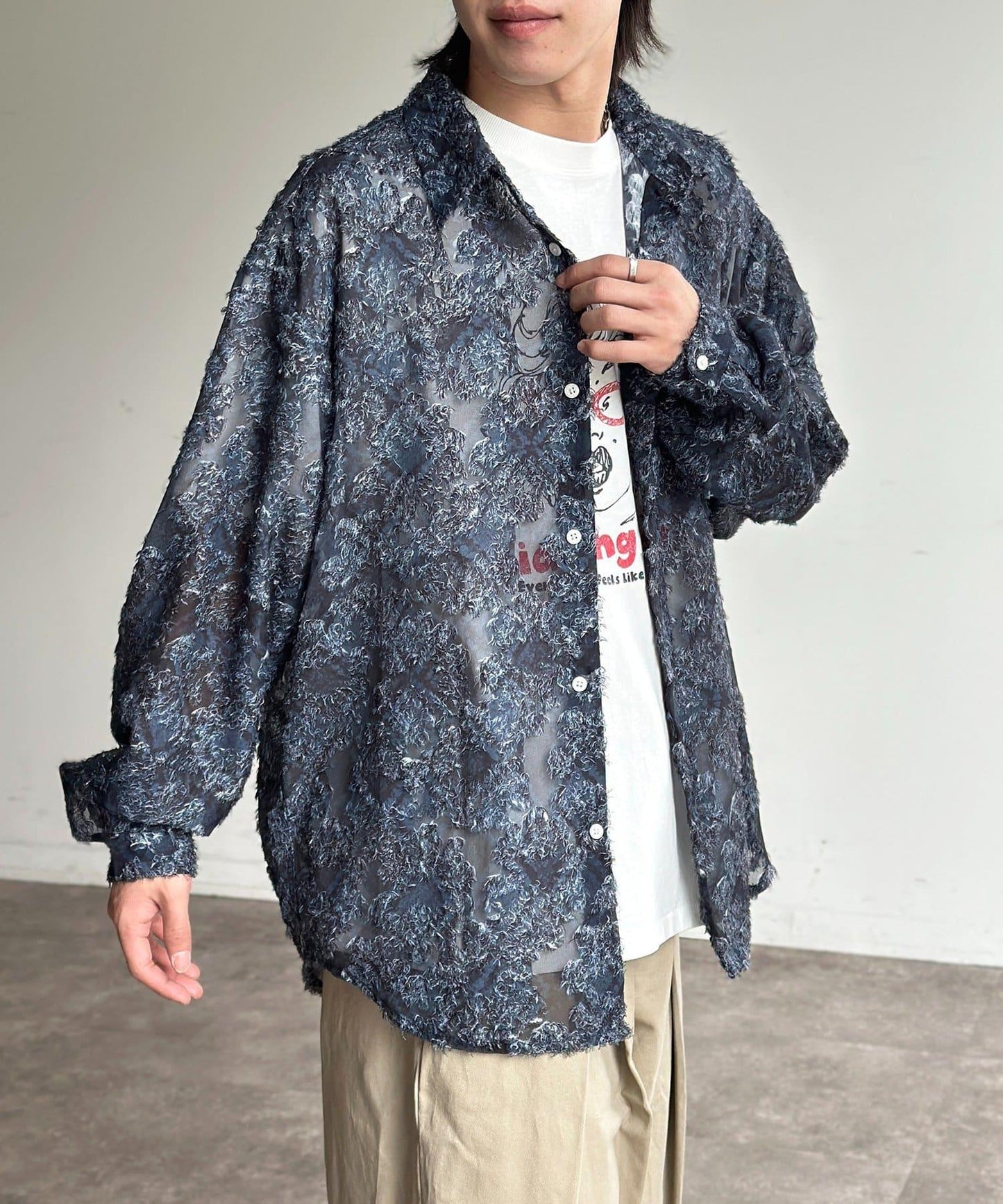 輕透提花全印花襯衫