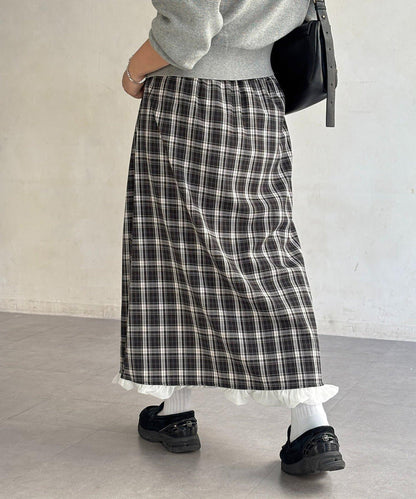 網紗格紋氣球半身裙