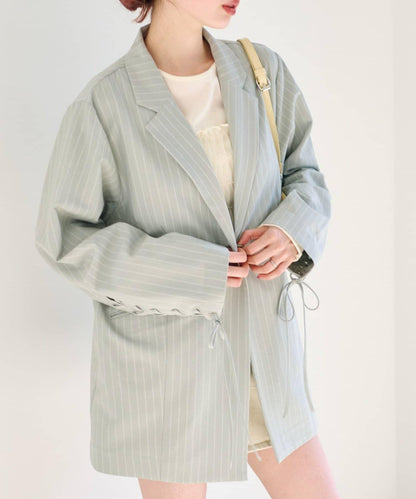 格紋條紋拼接夾克