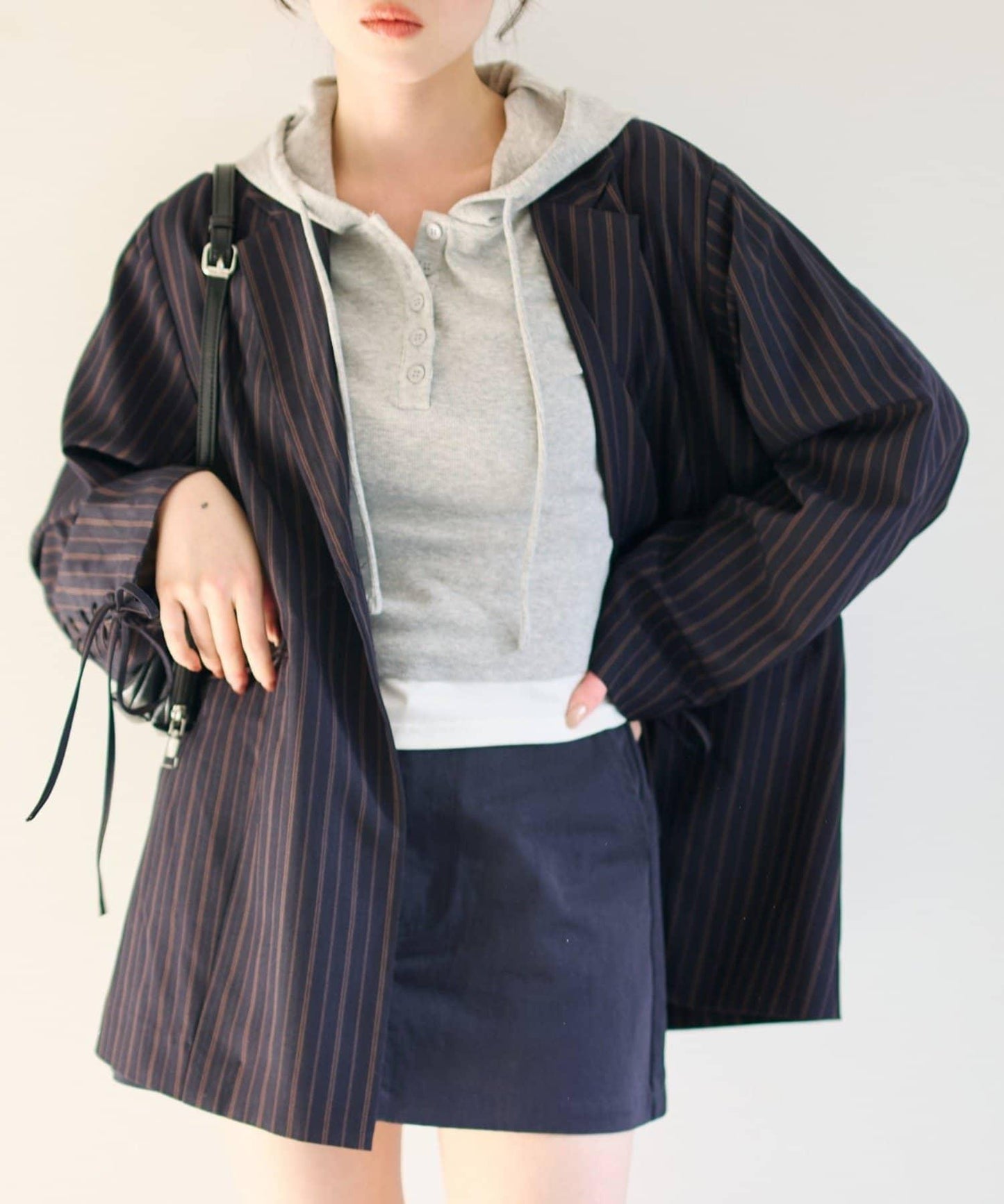 格紋條紋拼接夾克