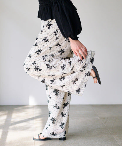 圓點花卉印花 褲子