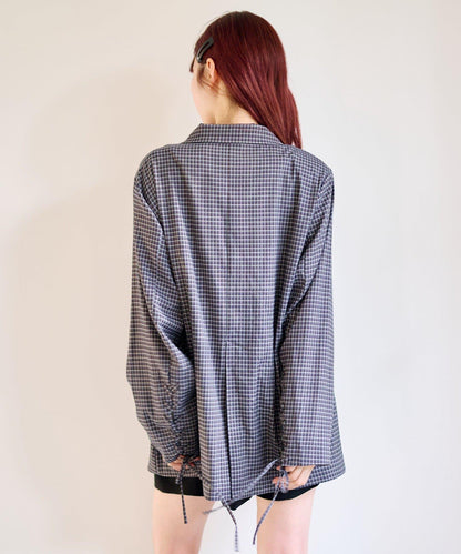 格紋條紋拼接夾克