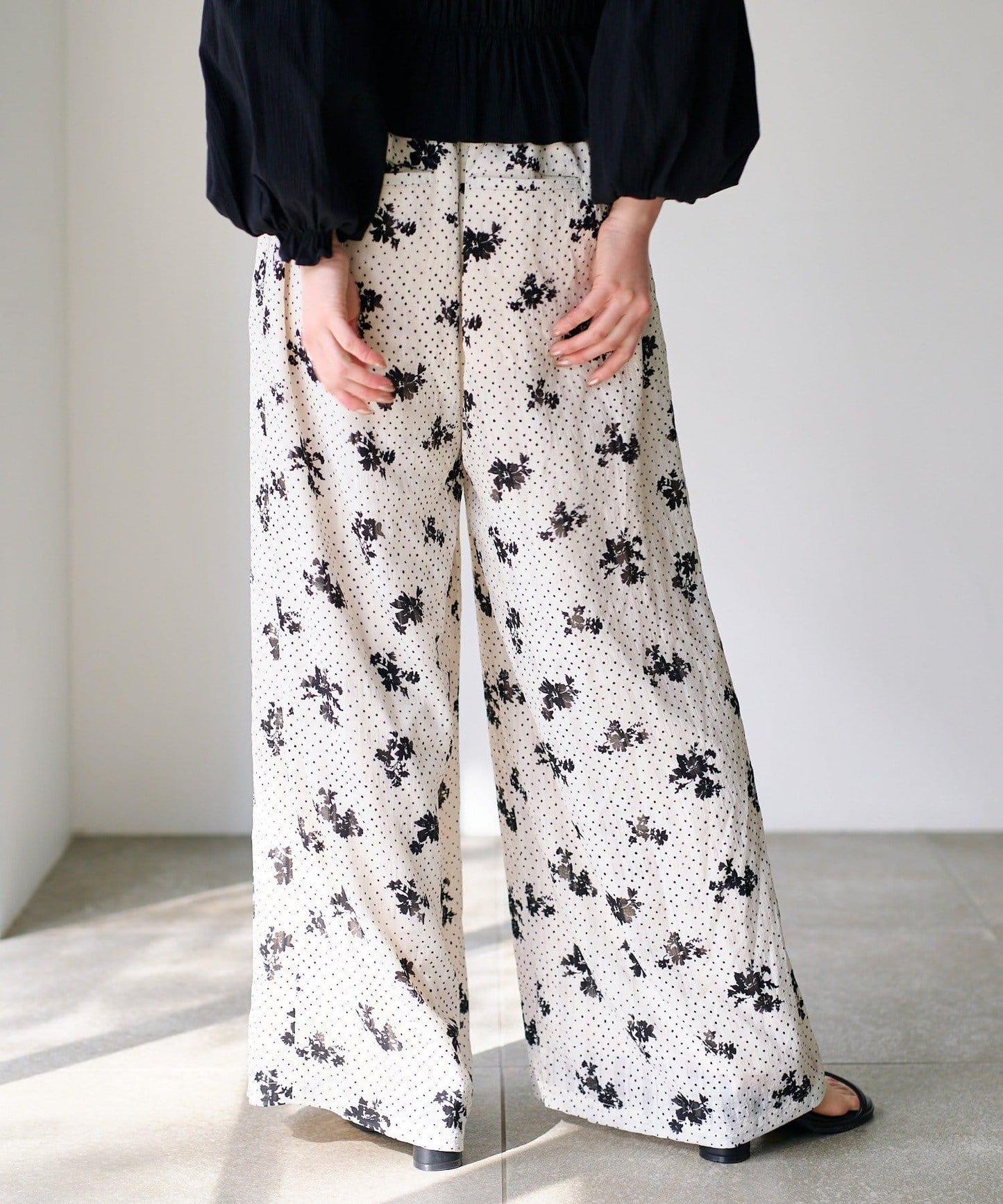 圓點花卉印花 褲子