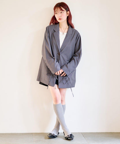 格紋條紋拼接夾克