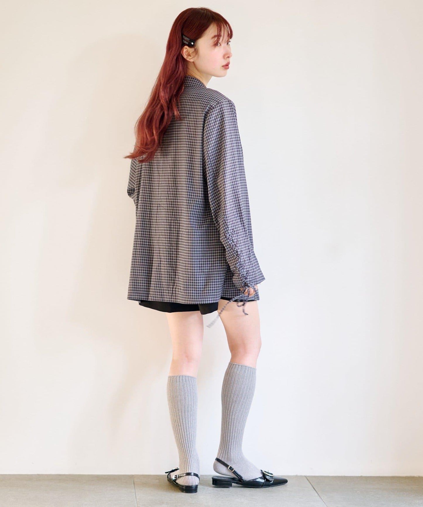 格紋條紋拼接夾克