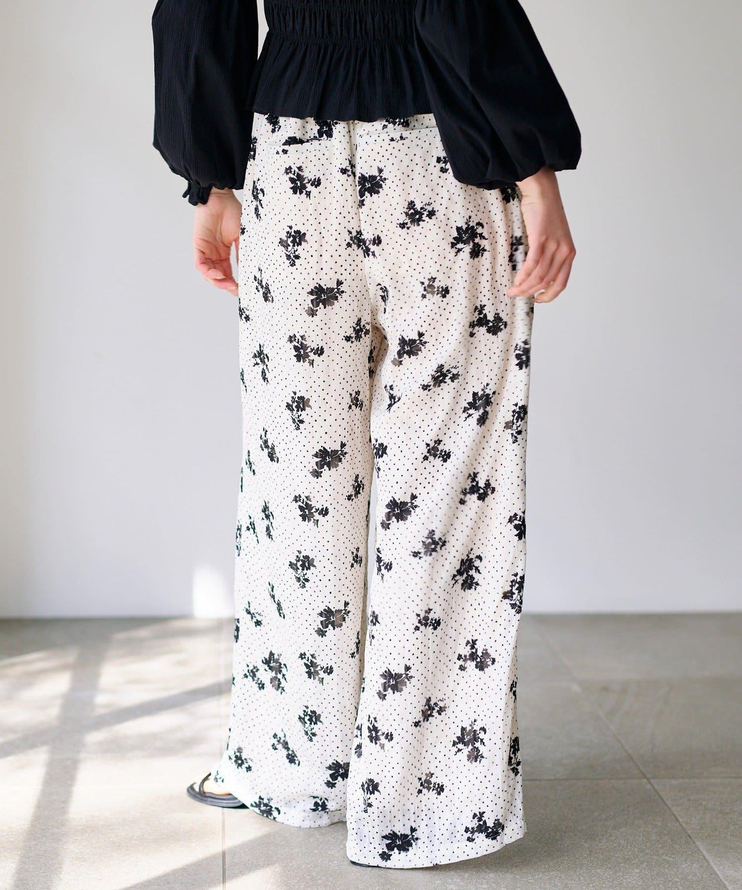 圓點花卉印花 褲子