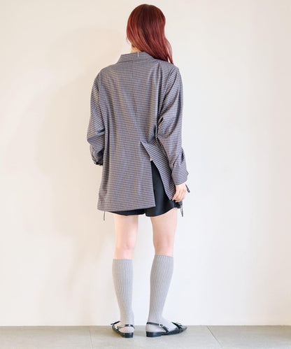 格紋條紋拼接夾克