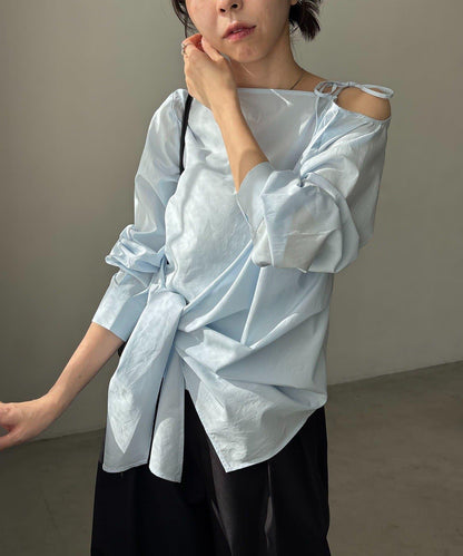 不對稱蝴蝶結設計襯衫