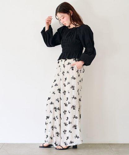 圓點花卉印花 褲子