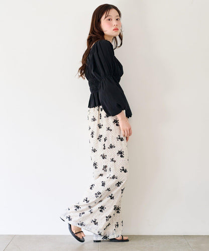 圓點花卉印花 褲子