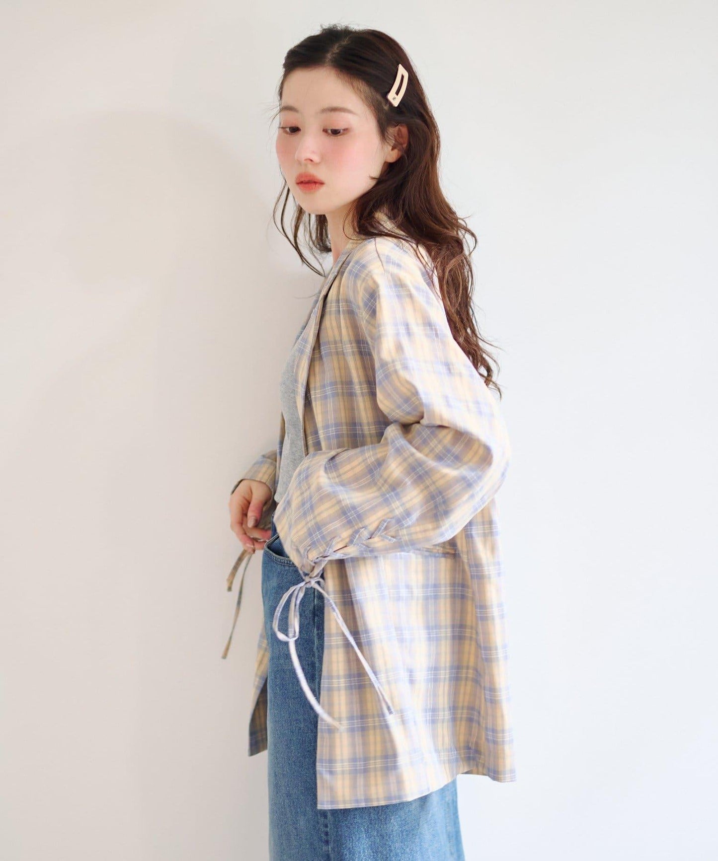 格紋條紋拼接夾克