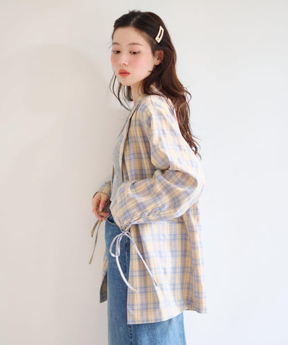 格紋條紋拼接夾克