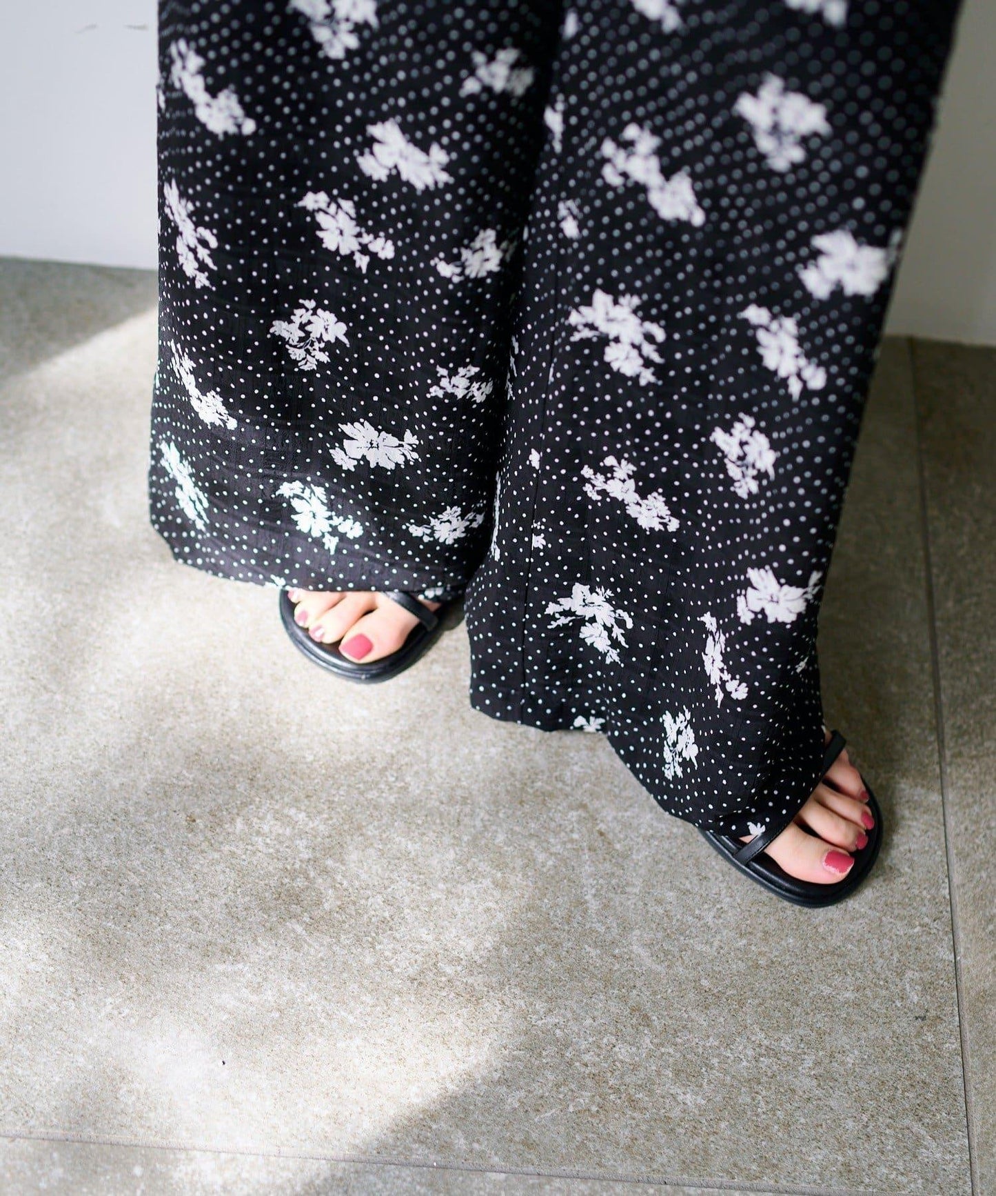 圓點花卉印花 褲子