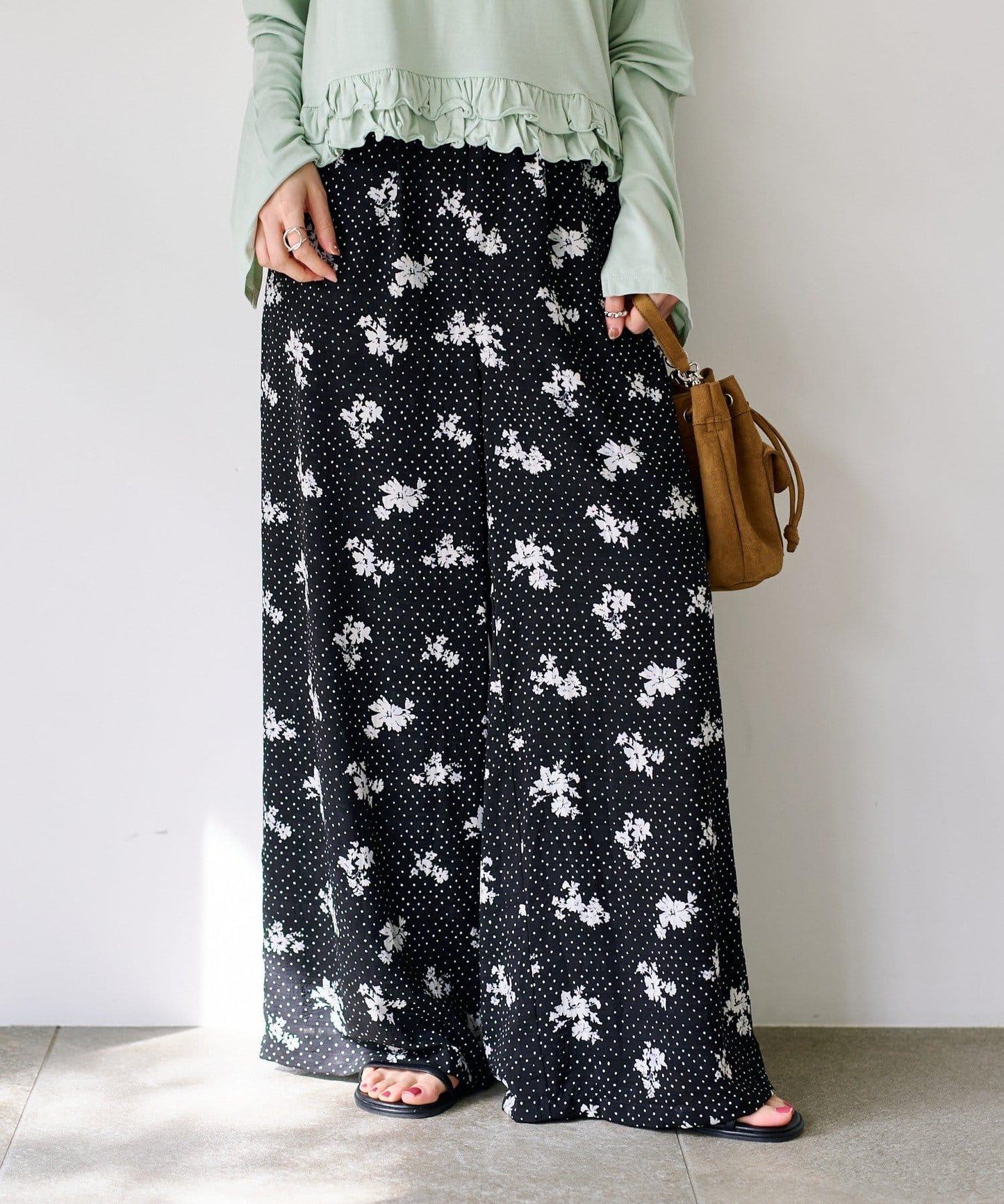 圓點花卉印花 褲子