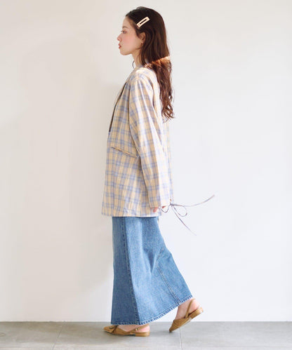 格紋條紋拼接夾克