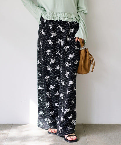 圓點花卉印花 褲子