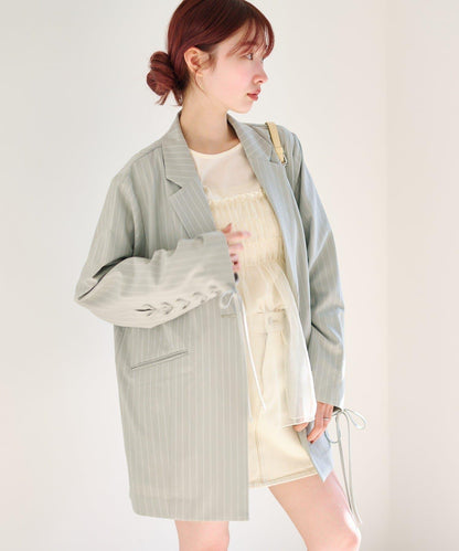 格紋條紋拼接夾克