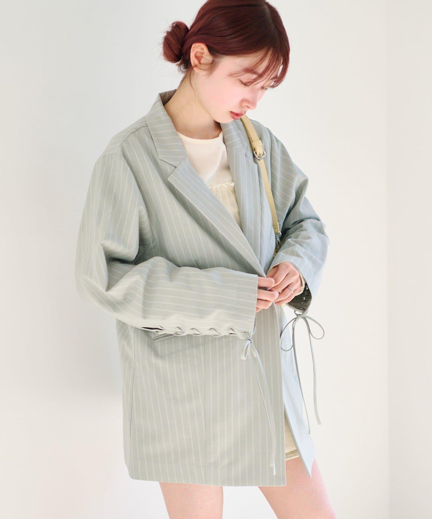 格紋條紋拼接夾克