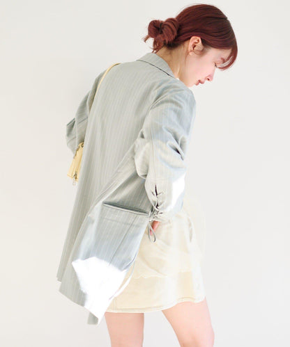 格紋條紋拼接夾克