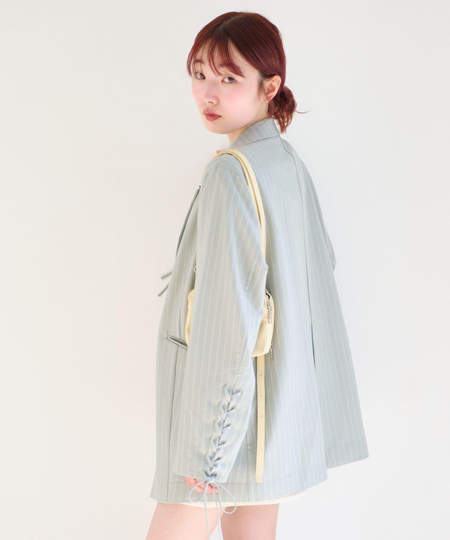 格紋條紋拼接夾克