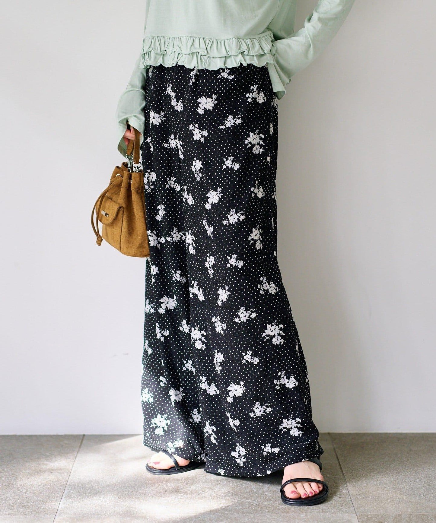 圓點花卉印花 褲子