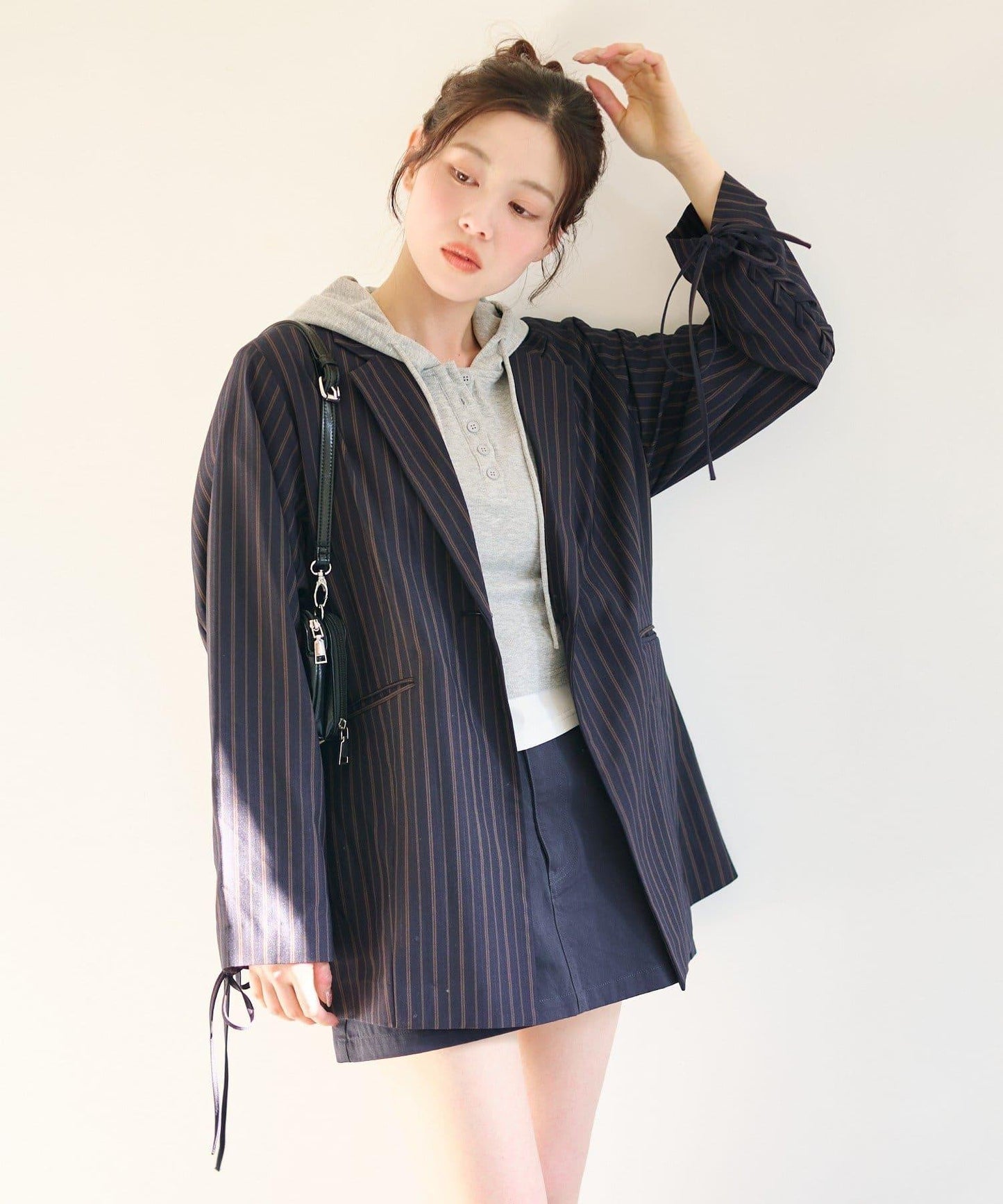 格紋條紋拼接夾克