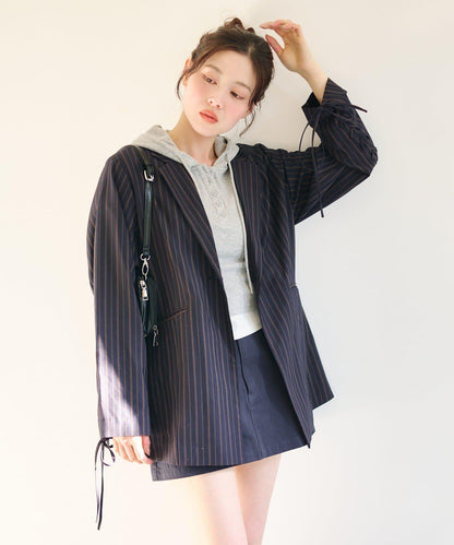 格紋條紋拼接夾克