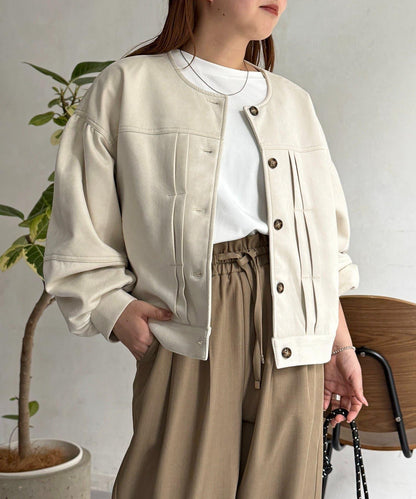 仿麂皮 袖部蓬鬆 外套