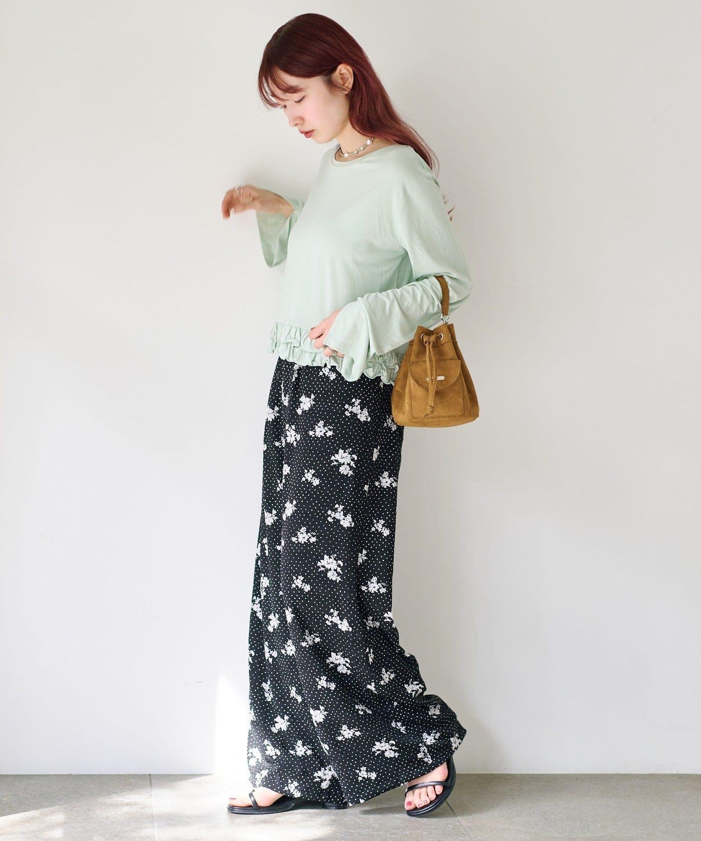 圓點花卉印花 褲子