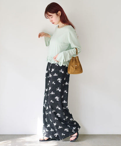 圓點花卉印花 褲子