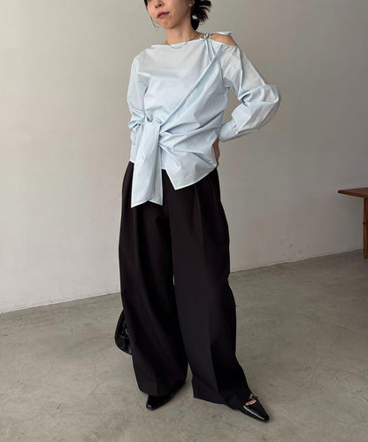 不對稱蝴蝶結設計襯衫