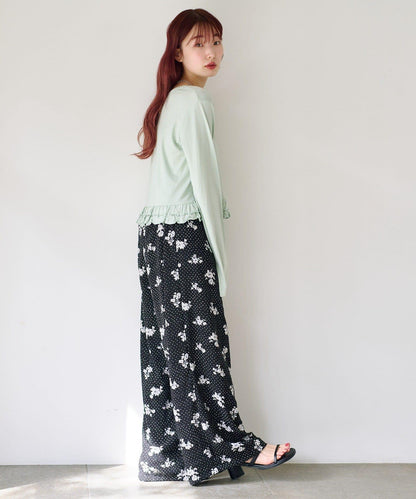 圓點花卉印花 褲子
