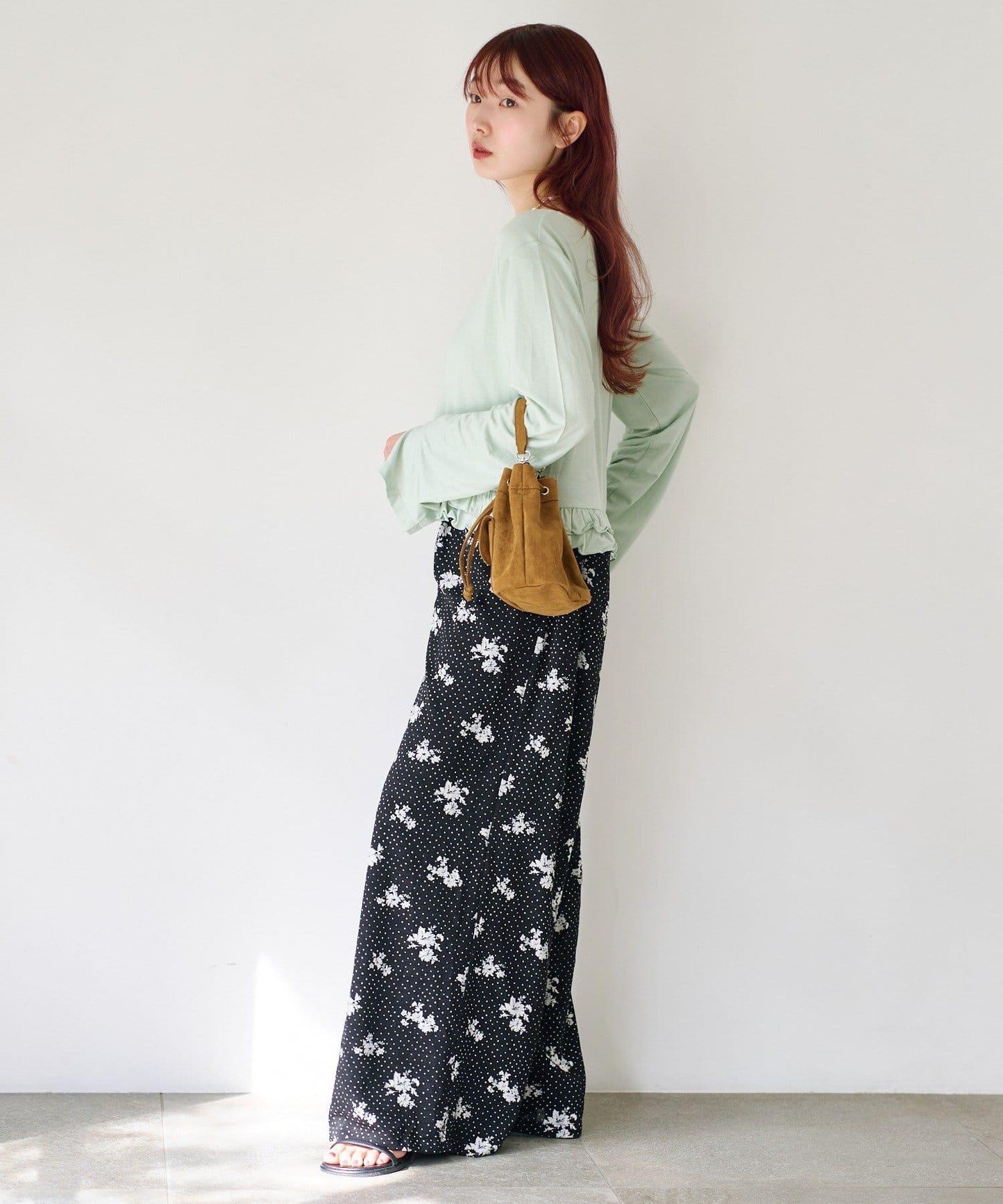 圓點花卉印花 褲子