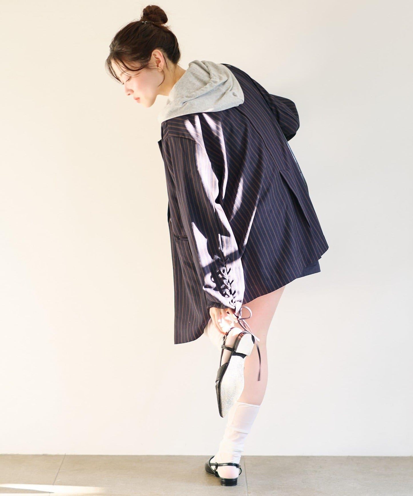 格紋條紋拼接夾克