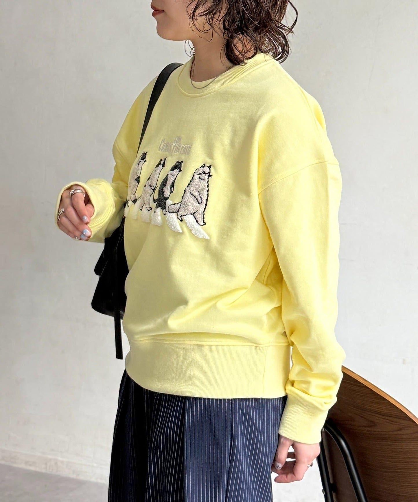 貓簇絨刺繡毛圈衛衣