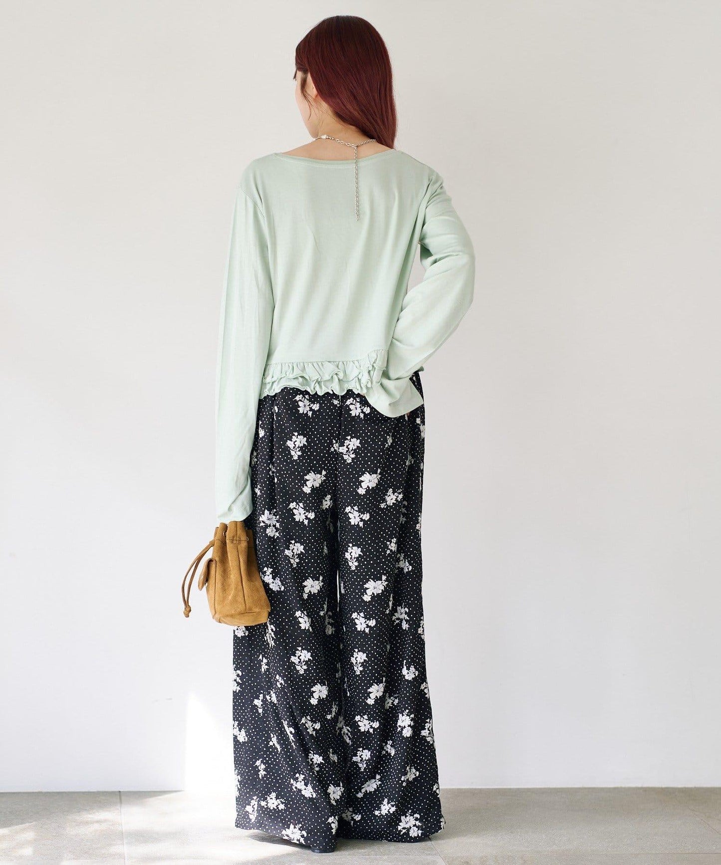 圓點花卉印花 褲子