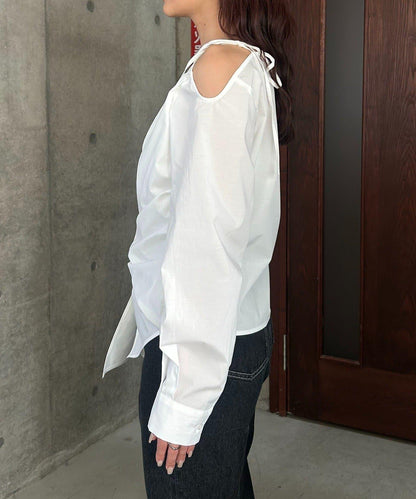 不對稱蝴蝶結設計襯衫