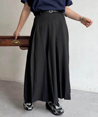 腰帶設計 百褶 半身裙