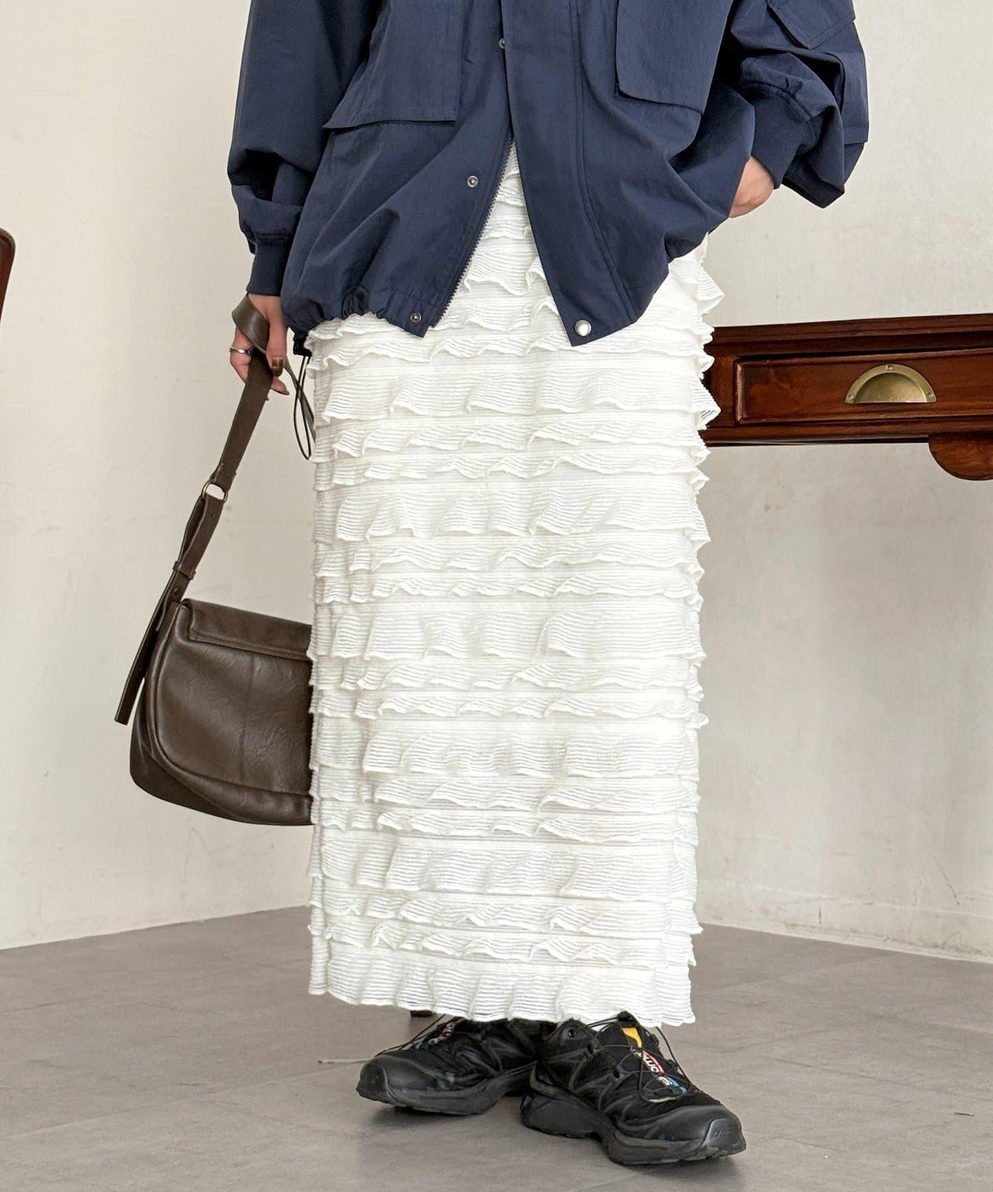 修身 層疊荷葉邊 半身裙