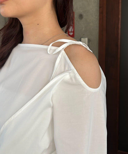 不對稱蝴蝶結設計襯衫