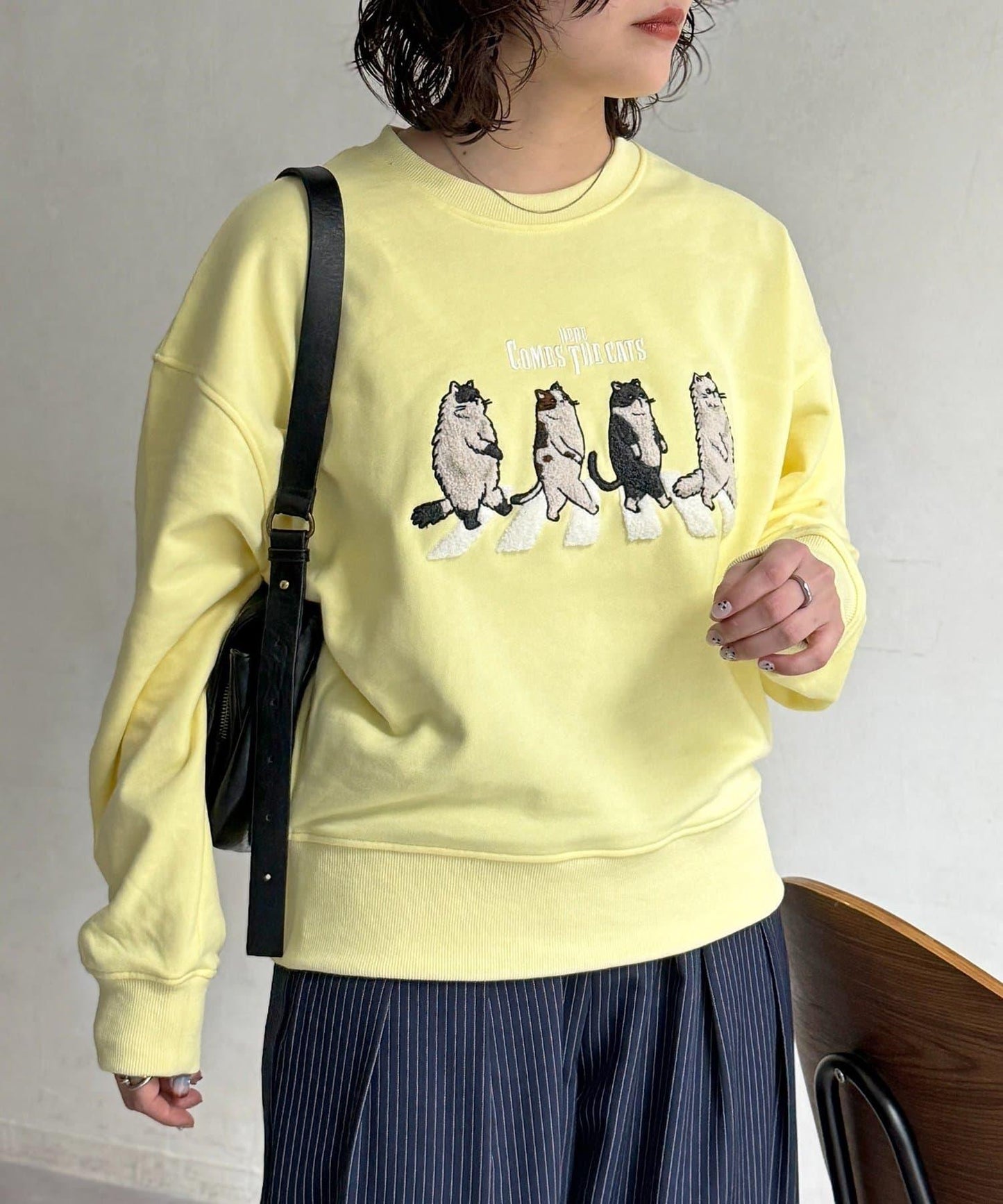 貓簇絨刺繡毛圈衛衣