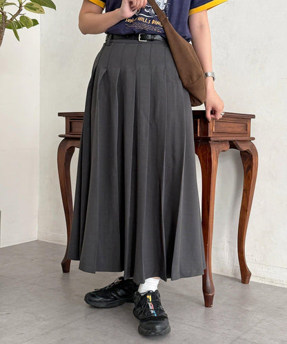 腰帶設計 百褶 半身裙