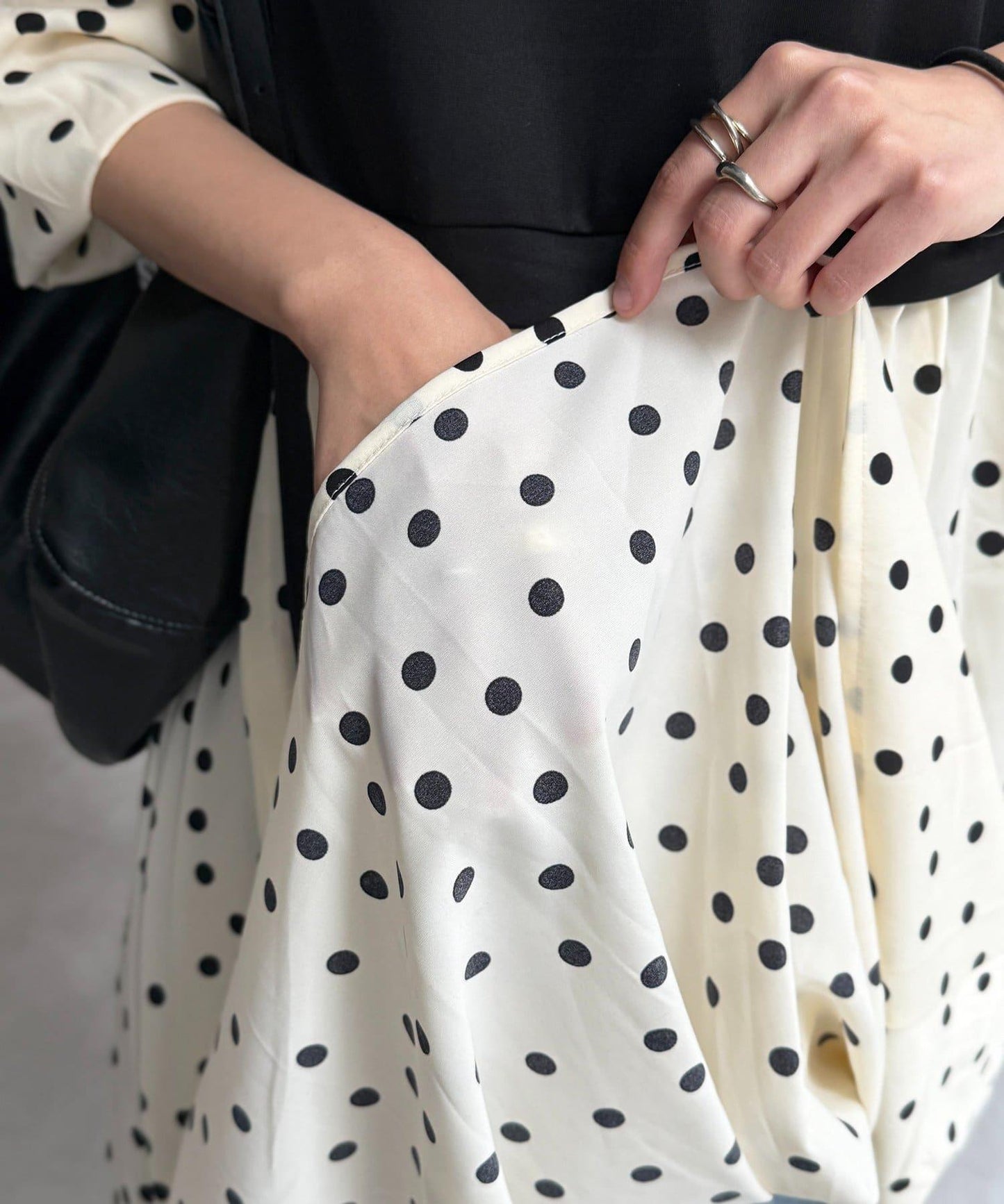 馬甲拼接波點連衣裙