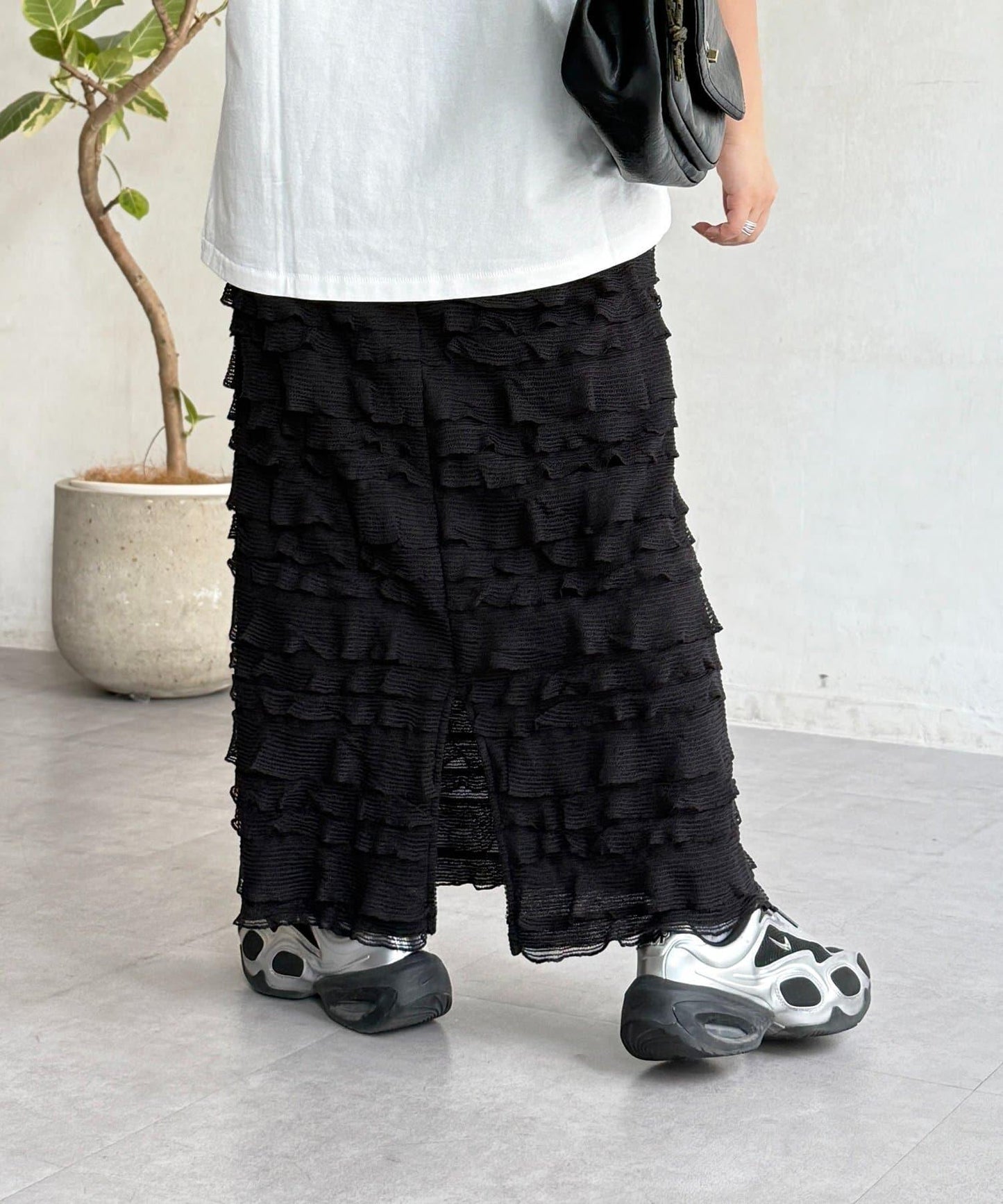 修身 層疊荷葉邊 半身裙