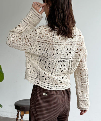 帶領鉤織針織開衫