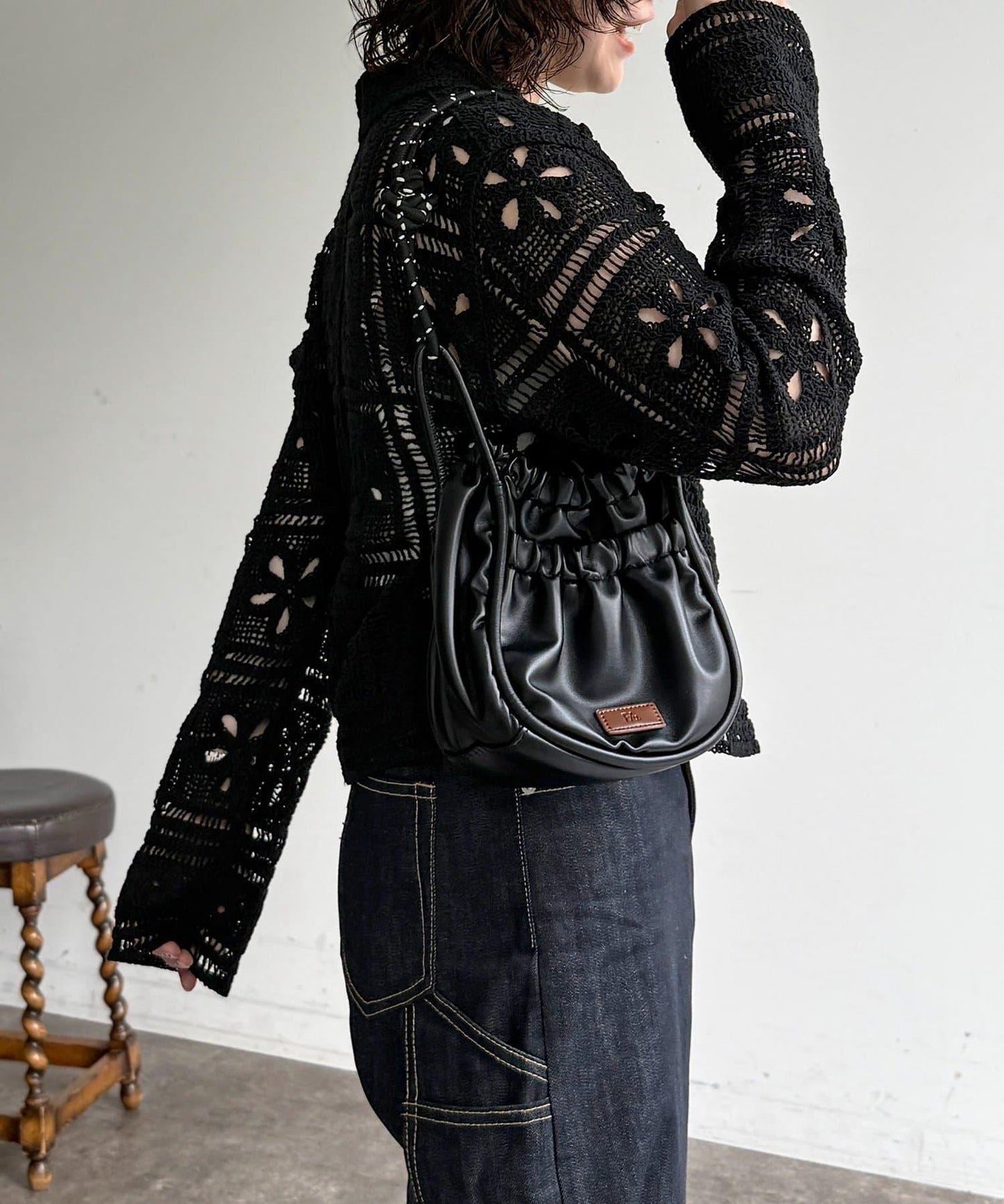 帶領鉤織針織開衫