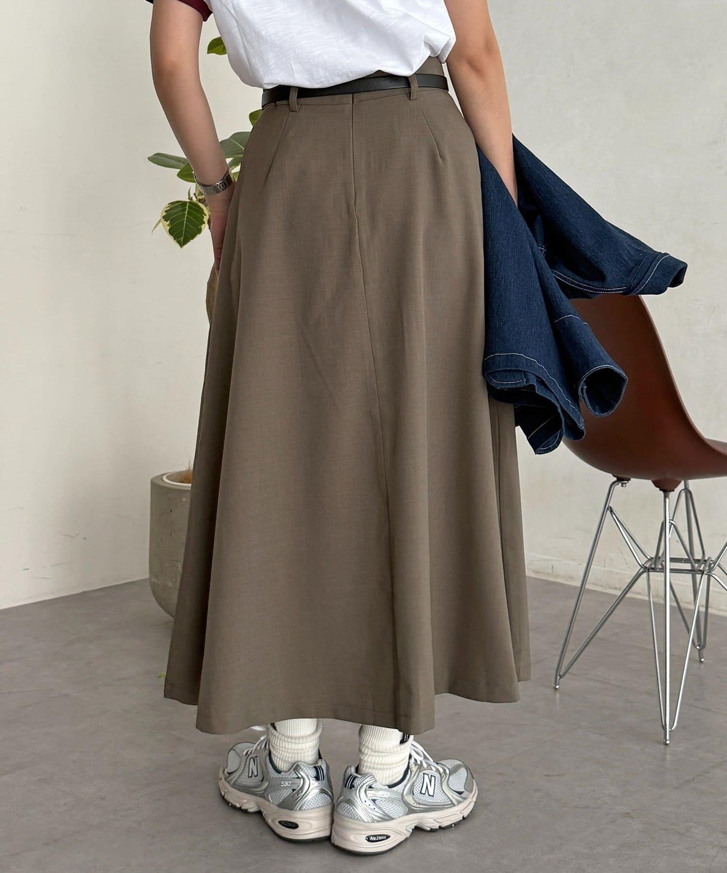 腰帶設計 百褶 半身裙