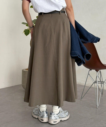 腰帶設計 百褶 半身裙